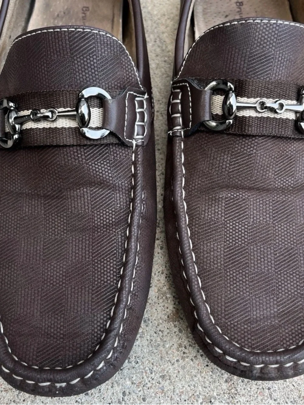 Bruno Marc Snaffle‎ Bit Micro Suede Brown Driving Loafers Santoni-03 Mens 9.5